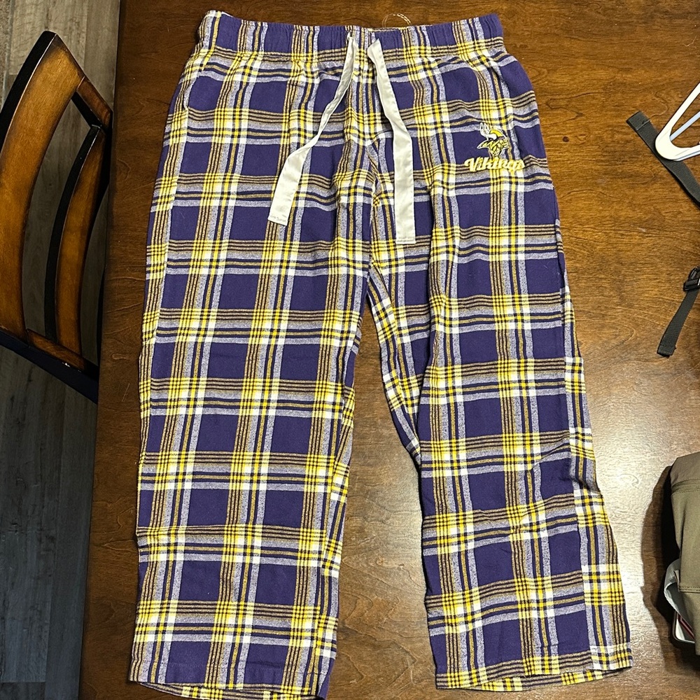 Minnesota Vikings NFL Purple and Yellow Plaid Pajama Pants
